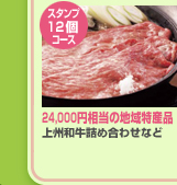 スタンプ12個コース / 24,000円相当の地域特産品 上州和牛詰め合わせなど