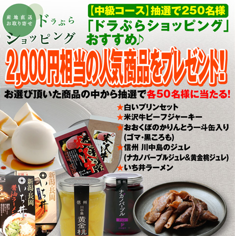 中級コース 抽選で250名様 2,000円相当の人気商品をプレゼント