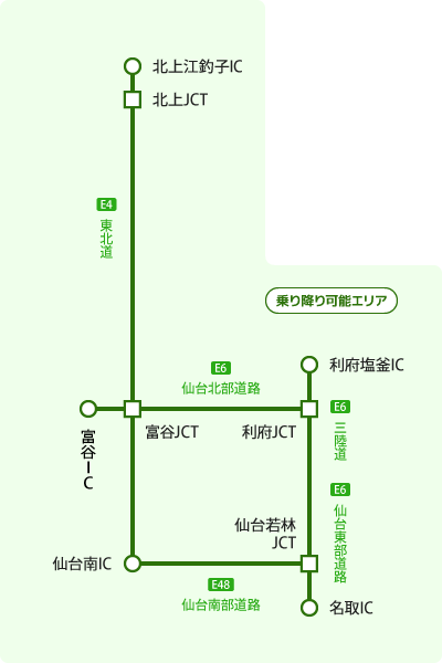 仙台―夏油周遊プラン 対象エリア図