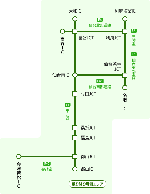 仙台―猪苗代・磐梯周遊プラン 対象エリア図