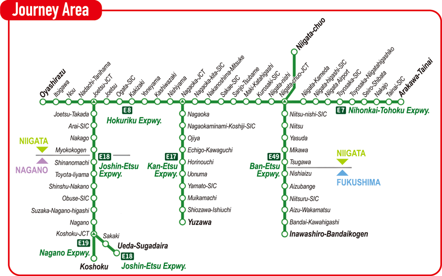 Niigata Expressway Pass 周遊エリアのイメージ画像
