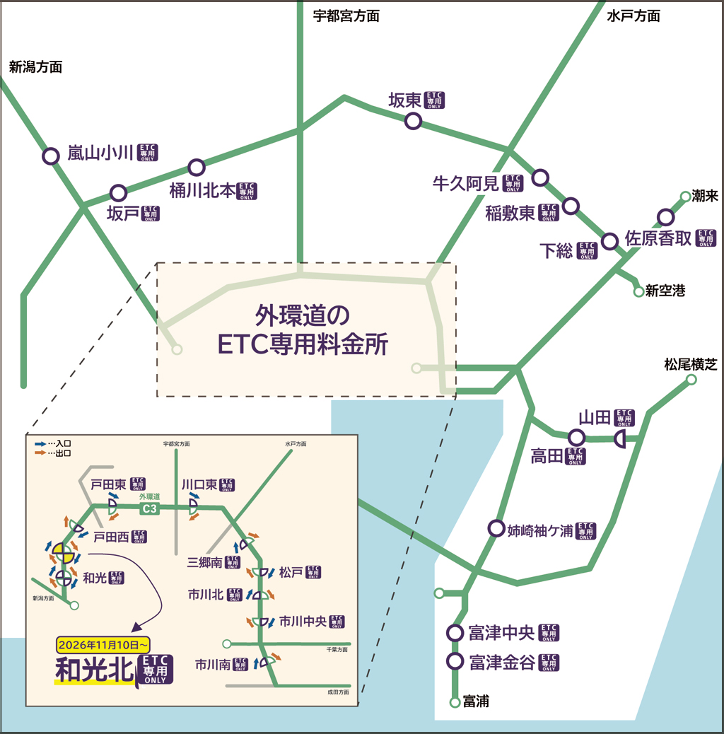 【C3】東京外環自動車道 戸田西(内回り)・戸田東(外回り)インターチェンジ[入口]