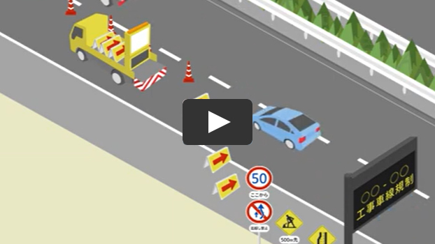 工事規制の設置手順のイメージ画像（クリックで動画画面）