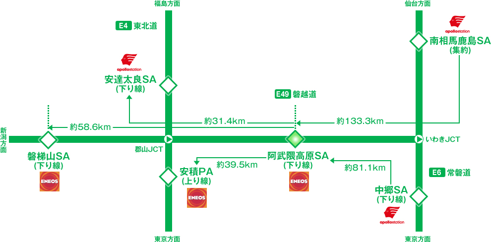 【E49】磐越自動車道 阿武隈高原SA(下り線)周辺mapのイメージ画像