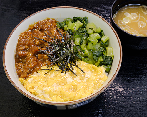 野沢菜三色丼