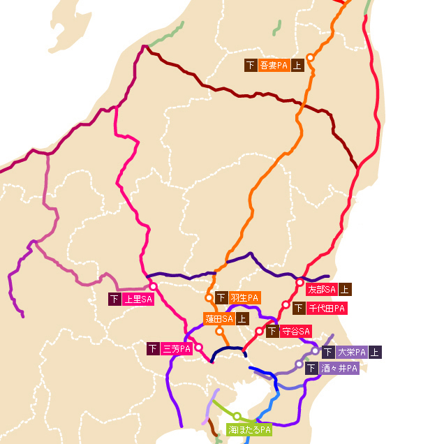 免税店の営業箇所 関東・信越エリアの地図画像