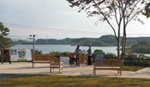 長者原SA上り線展望広場から化女沼を望む