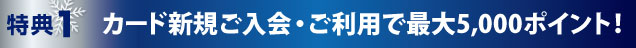 カード新規入会・ご利用で最大5,000ポイント!