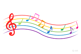 カラフルな波打つ楽譜の音符