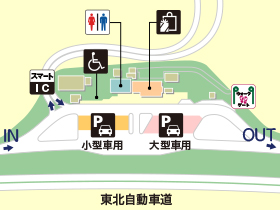 東北自動車道・矢巾PA・上りの場内地図画像