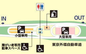 東京外環自動車道・新倉PA・上りの場内地図画像