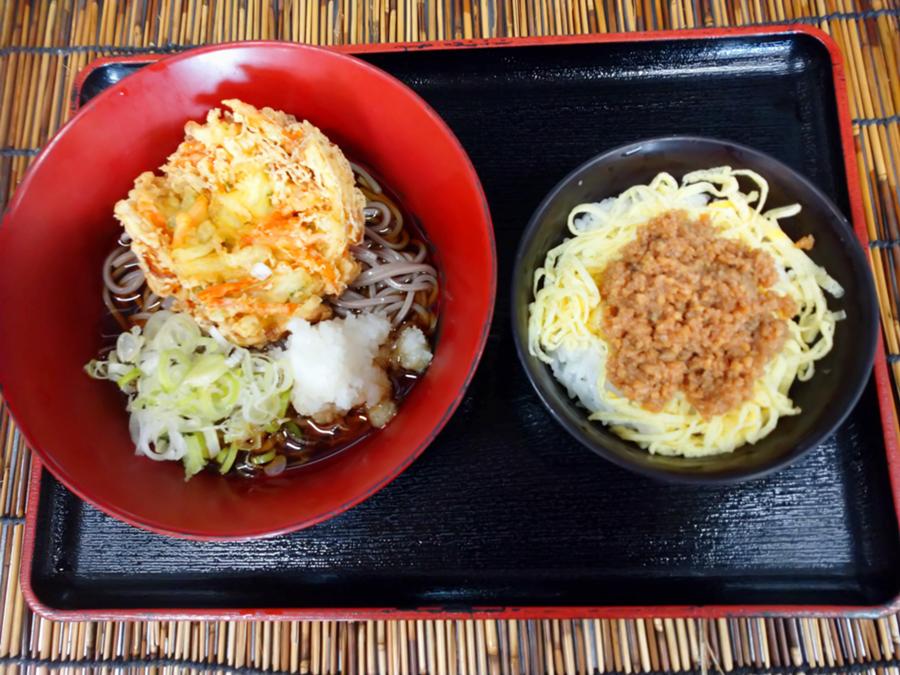 冷やしかき揚げそばミニ丼付き.JPG