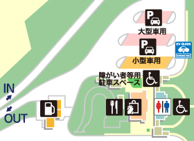 秋田自動車道・錦秋湖SA・下りの場内地図画像