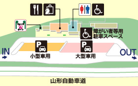 山形自動車道・古関PA・下りの場内地図画像
