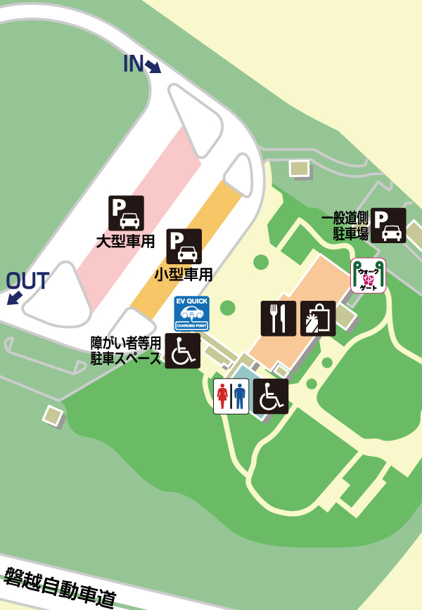 磐越自動車道・阿賀野川SA・下りの場内地図画像