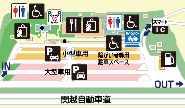 関越自動車道・上里SA・下りの場内地図画像