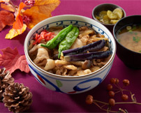 秋野菜の豚肉丼