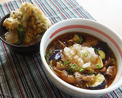 茄子ときのこのみぞれそばとミニ舞茸天丼