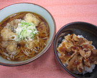 舞茸天稲庭うどんとミニ生姜焼き丼セット
