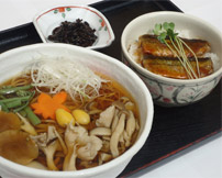 きのこそばセット（ミニさんま竜田揚げ丼）