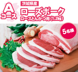 Aコース 茨城県産 ローズポーク ロースとんかつ用(1.2㎏) 5名様