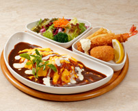 オムライス＆エビフライ＆カニクリームコロッケ