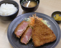 ハムカツアジフライ定食
