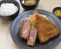 ハムカツアジフライ定食