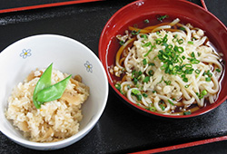 筍ごはんと冷したぬきうどんセット