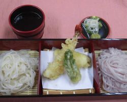春の稲庭二色うどん天ぷら添え