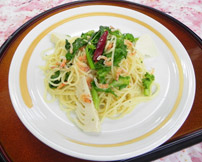 春野菜と桜えびのペペロンチーノ