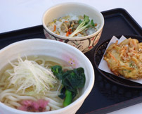 桜えびのかき揚げうどん　ミニあさりご飯セット