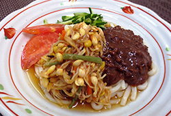 ピリ辛肉みそのビビンうどん