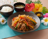 夏の絹豚味噌野菜炒め定食