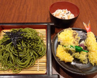 季節野菜と海老天　狭山茶そばセット